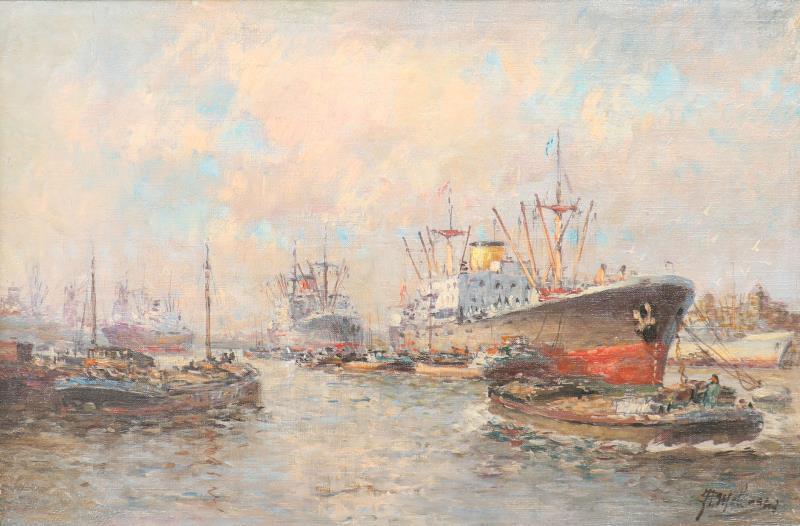Olieverf op doek J.P. Molenaar (1914 - 1990).