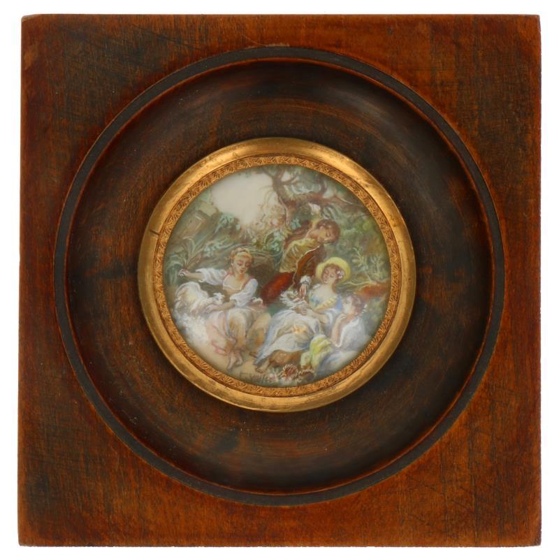 Tempera op ivoor gesigneerd 'F. Valleé' (?) 19de eeuw.