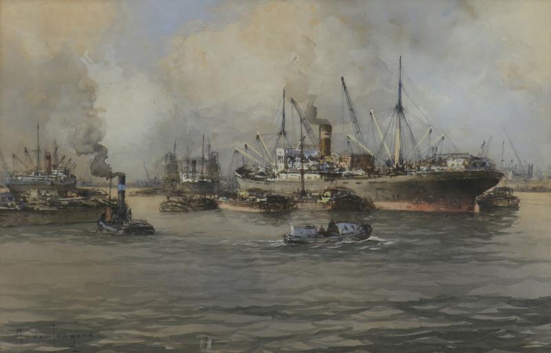  Aquarel op papier. Marinus de Jongere (Drulman) (1912 - 1977).
