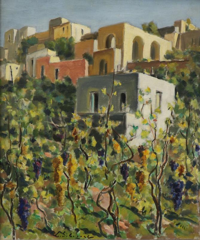 Olieverf op doek Leonid Romanovitch Sologub (1884 - 1956).