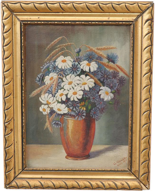 Bloemstilleven. Gesigneerd "G. Schmälter"(?).