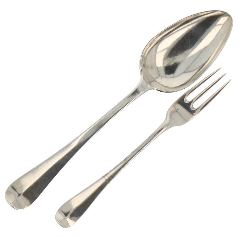 Lepel + vork zilver.