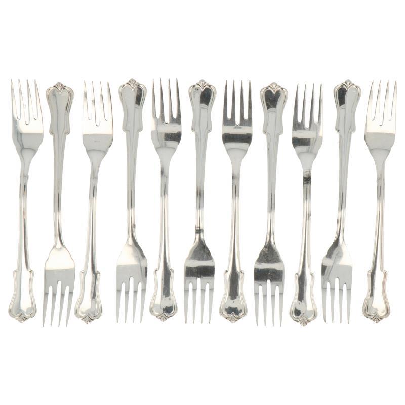 (11) Delige set vis vorken OKA zilver.