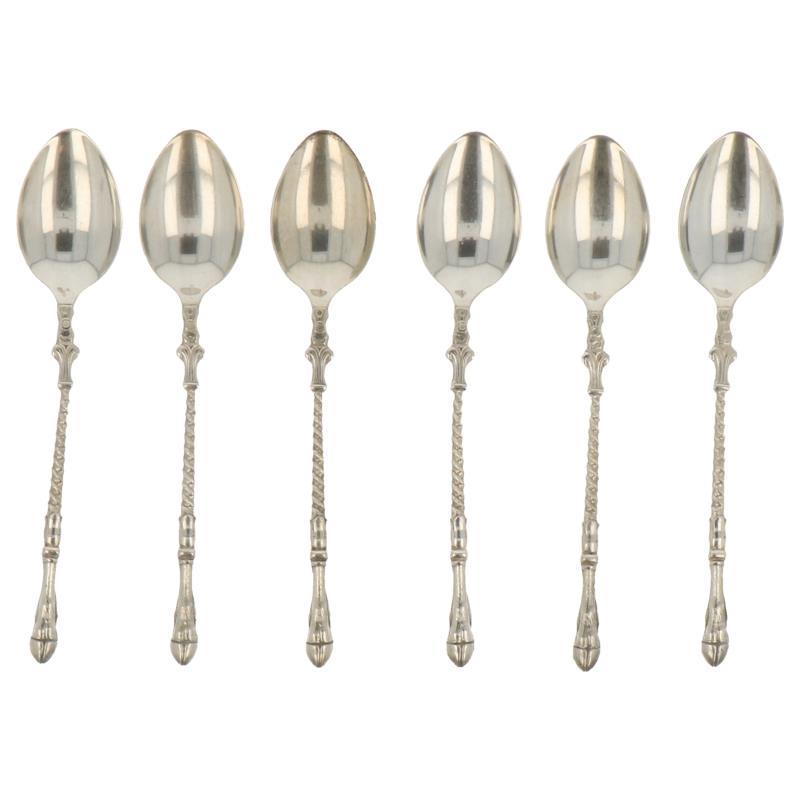 (6) Delig lot bokkepoot koffielepeltjes zilver.