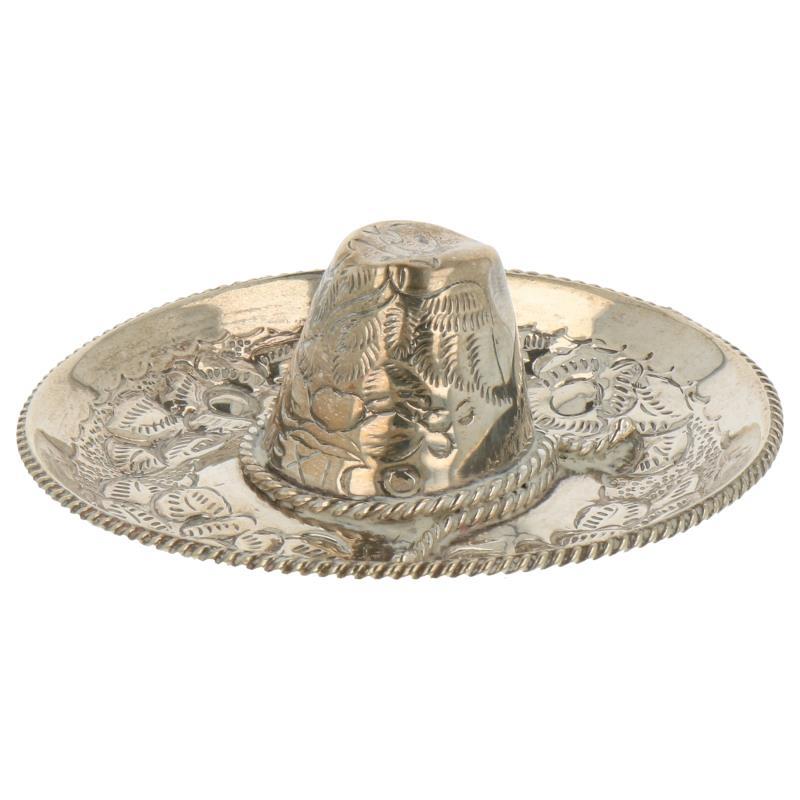 Miniatuur mexicaanse sombrero versierd met florale ingehamerde decoraties zilver.
