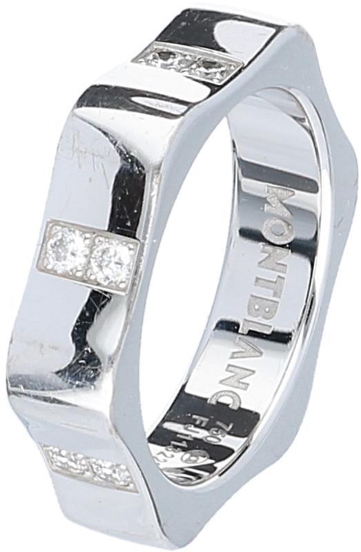 Mont Blanc stervormige ring witgoud, ca. 0.24 ct. diamant - 18 kt.