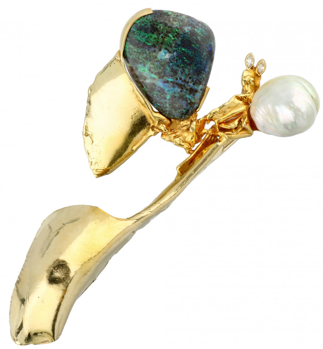 Geelgouden Monhof hanger/broche van de Belgische designer Simonne Muylaert-Hofman - 18 kt.