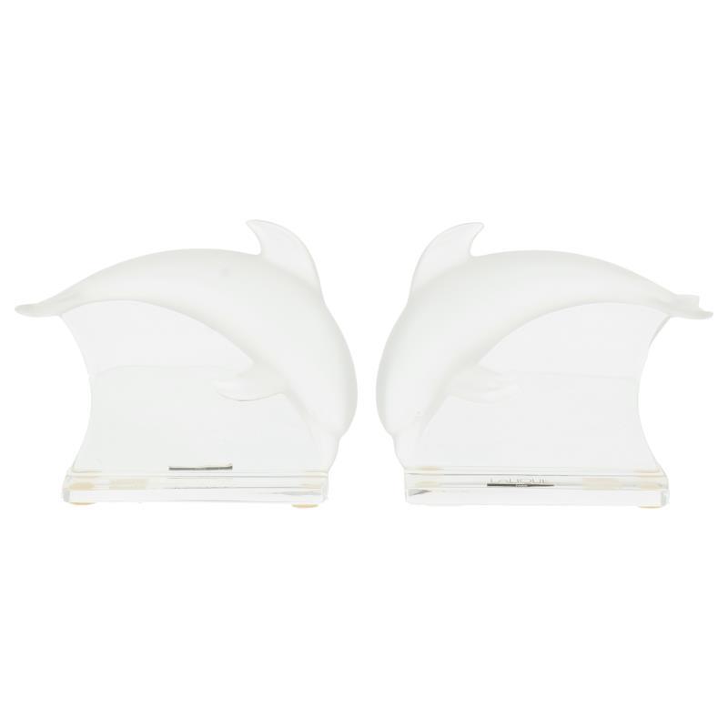 (2)-Delige set Dolfijnen, Lalique.