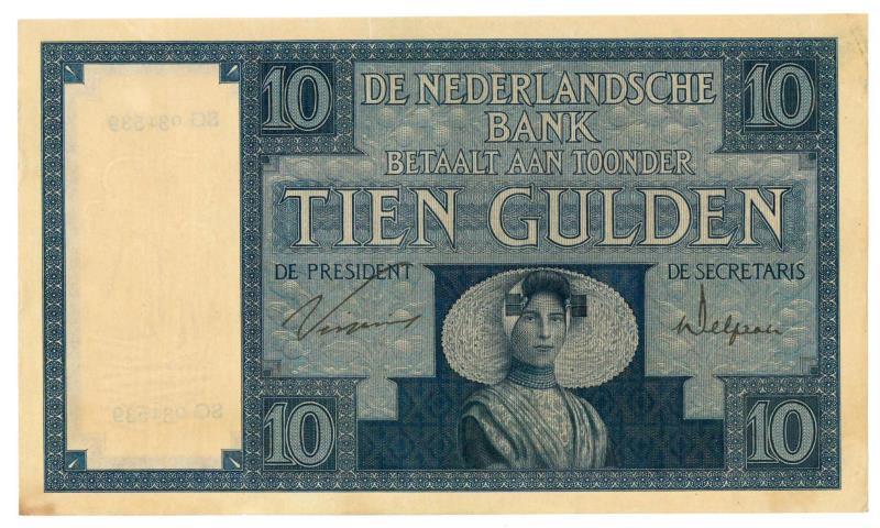 Nederland. 10 gulden. Bankbiljet. Type 1924. Zeeuws meisje - Prachtig +.