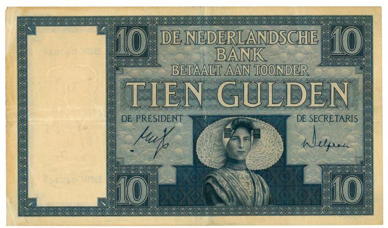 Nederland. 10 gulden. Bankbiljet. Type 1924. Zeeuws meisje - Zeer Fraai.