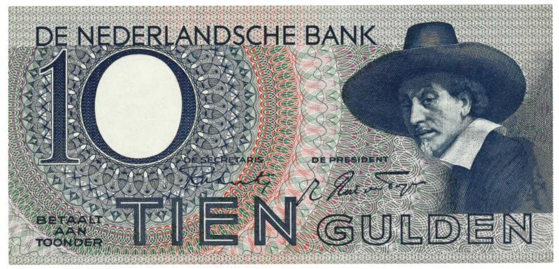 Nederland. 10 gulden. Bankbiljet. Type 1943 I. Staalmeester - Prachtig +.