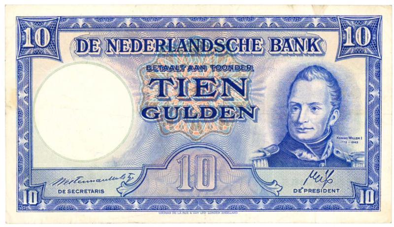 Nederland. 10 gulden. Bankbiljet. Type 1945 II. Willem I - Zeer Fraai / Prachtig.