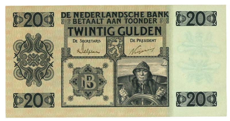 Nederland. 20 gulden. Bankbiljet. Type 1926. Stuurman - Prachtig +.