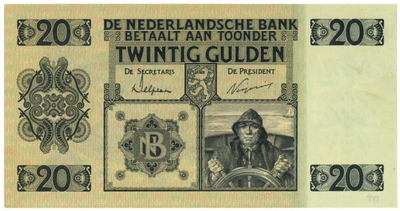 Nederland. 20 gulden. Bankbiljet. Type 1926. Stuurman - Prachtig.