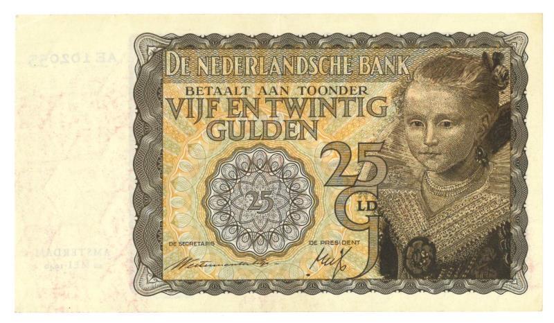 Nederland. 25 gulden. Bankbiljet. Type 1940. Prinsesje - Prachtig.