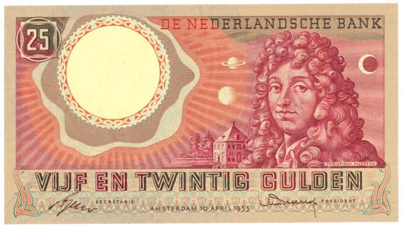 Nederland. 25 gulden. Bankbiljet. Type 1955. Huygens - Nagenoeg UNC.