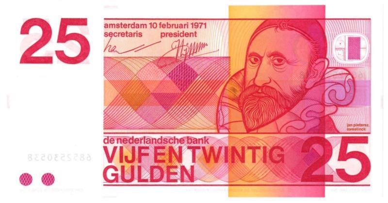 Nederland. 25 gulden. Bankbiljet. Type 1971. Sweelinck - UNC.