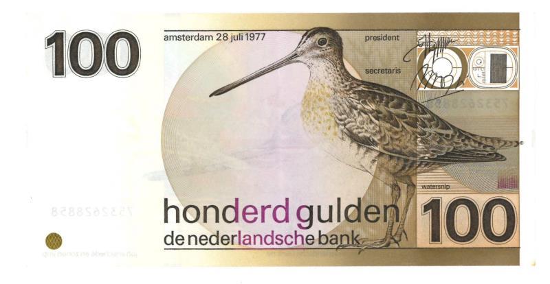 Nederland. 100 gulden. Bankbiljet. Type 1977. Snip - Prachtig.