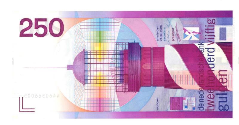 Nederland. 250 gulden. Bankbiljet. Type 1985. Vuurtoren - Nagenoeg UNC.
