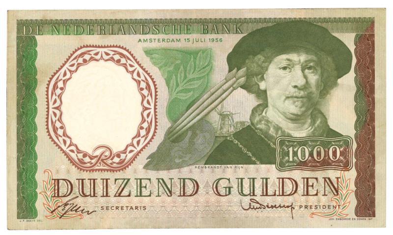 Nederland. 1000 gulden. Bankbiljet. Type 1956. Rembrandt - Prachtig.