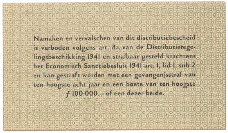 Nederland. 1 kilogram ijzer en staal. Waardebon. Type 1941. - UNC.