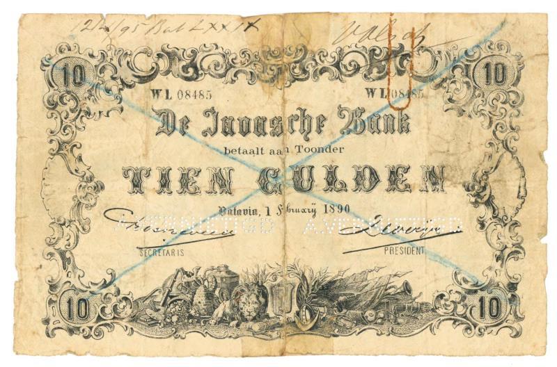 Netherlands - Indies. 10 gulden. Counterfeit. Type 1864. - Fine.