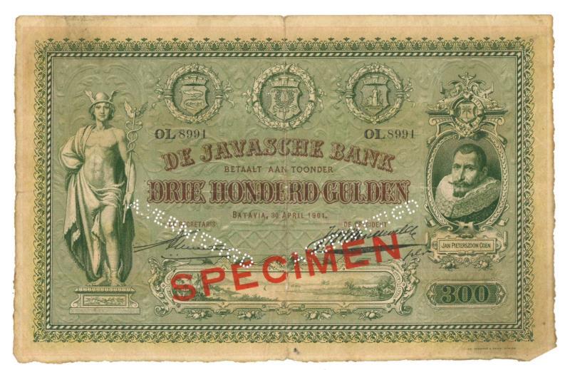 Netherlands - Indies. 300 gulden. Specimen. Type 1897. Jan Pieterszoon Coen - Fine.