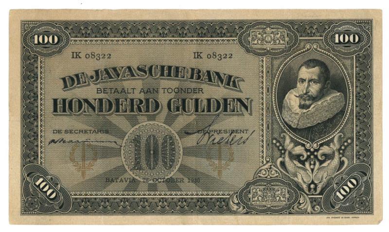 Netherlands - Indies. 100 gulden. Banknote. Type 1925. Jan Pieterszoon Coen - Very Fine +.