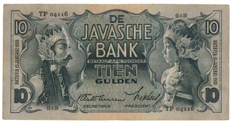 Netherlands - Indies. 10 gulden. Banknote. Type 1933. Javanese dancers - Very Fine.