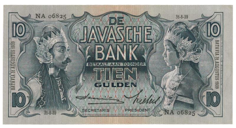 Netherlands - Indies. 10 gulden. Banknote. Type 1933. Javanese dancers - Very Fine +.