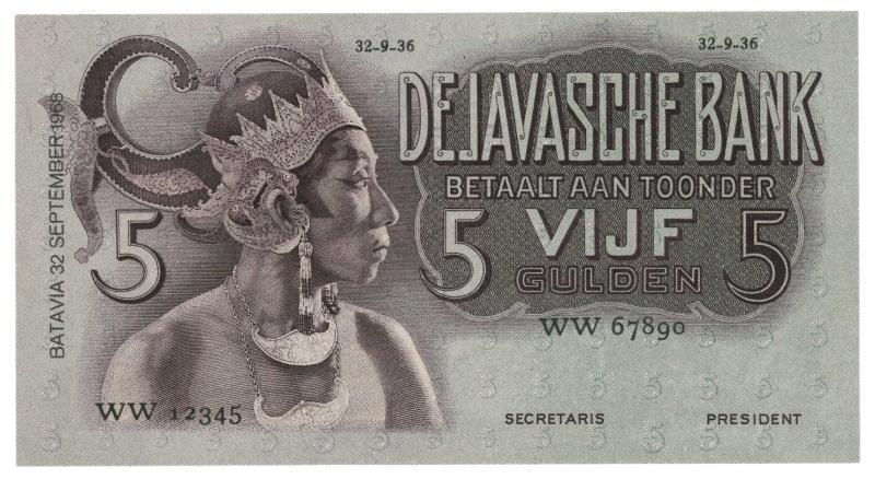 Netherlands - Indies. 5 gulden. Proofseries. Type 1933. Javanese dancers - Proof.