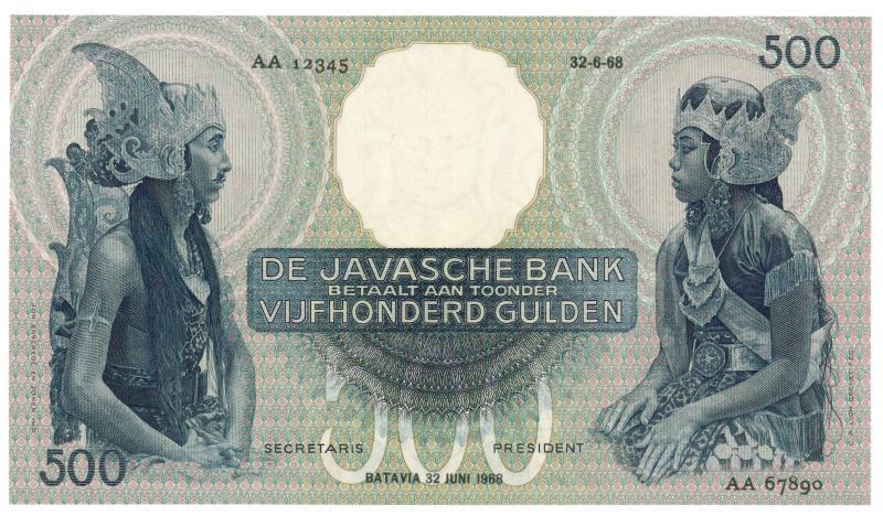 Netherlands - Indies. 500 gulden. Proofseries. Type 1933. Javanese dancers - Proof.