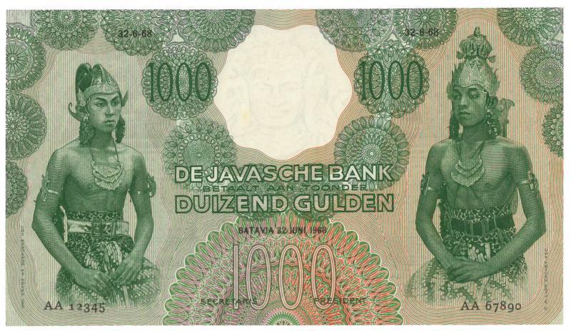 Netherlands - Indies. 1000 gulden. Proofseries. Type 1933. Javanese dancers - Proof.