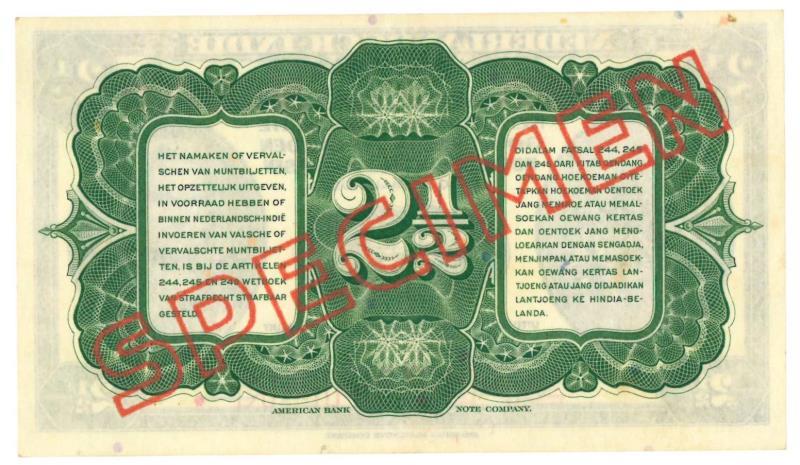 Netherlands - Indies. 2½ gulden. Specimen. Type 1943. - Extremely Fine.