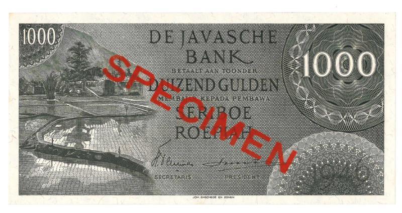 Netherlands - Indies. 1000 gulden. Specimen. Type 1946. - UNC.