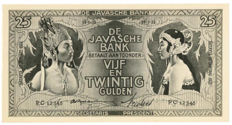 Netherlands - Indies. 25 gulden. Photos. Type 1933. Javanese dancers.