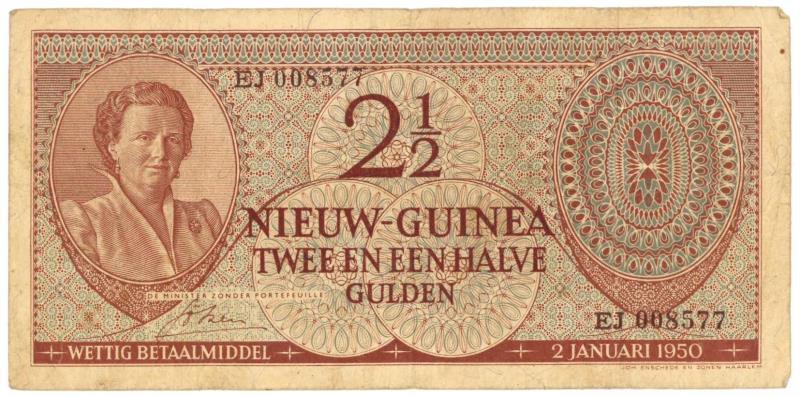 New Guinea. 2½ gulden. Banknote. Type 1950. - Very Fine-.