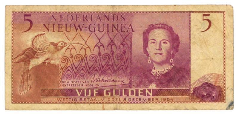 New Guinea. 5 gulden. Banknote. Type 1954. - Fine.