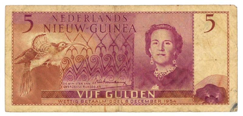 New Guinea. 5 gulden. Banknote. Type 1954. - Fine.