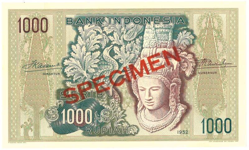 Indonesia. 1000 Rupiah. Specimen. Type 1952. - UNC.