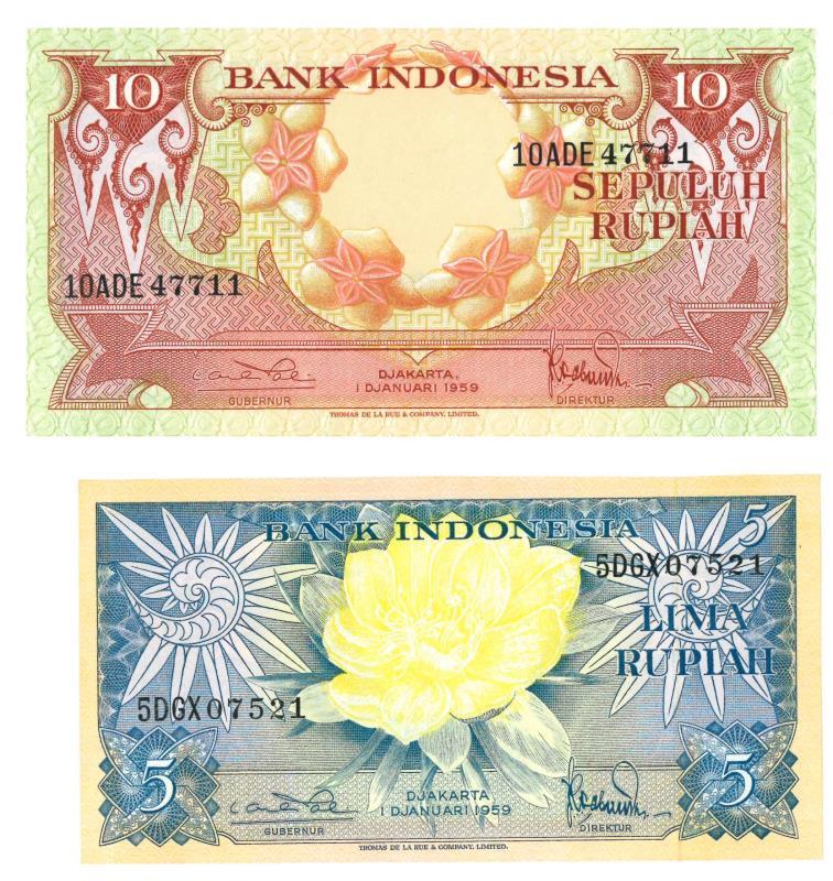 Indonesia. 5/10 Rupiah. Banknote. Type 1959. - Extremely Fine.