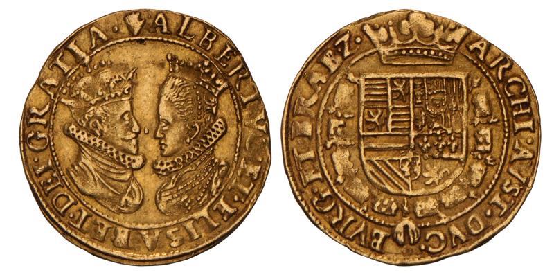 Dubbele Dukaat Albrecht en Elisabeth Brabant, Antwerpen z.j. Zeer Fraai +.