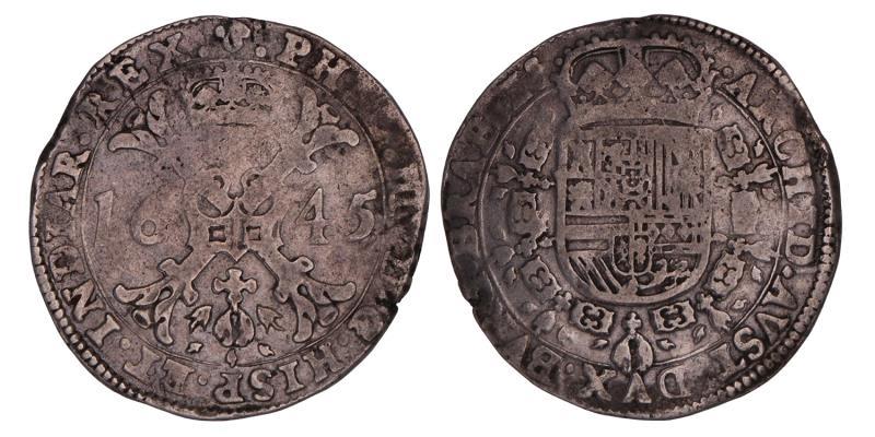 Patagon Philips IV Brabant, Brussel 1645. Fraai.