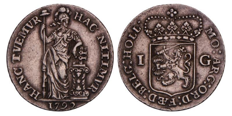 1 Gulden Holland 1792. Zeer Fraai / Prachtig.