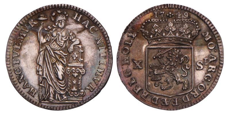 10 stuiver Holland 1749 kabelrand. FDC.