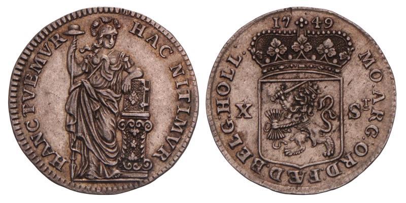 10 Stuiver Holland 1749. Prachtig.