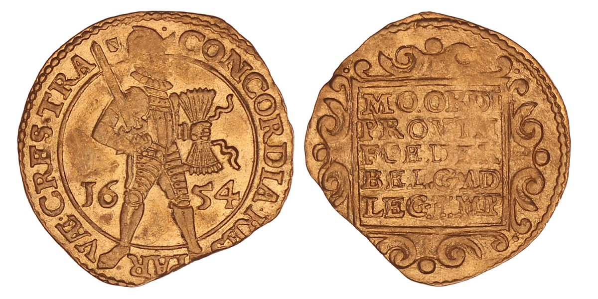 Gouden dukaat Utrecht 1654. Zeer fraai / Prachtig.