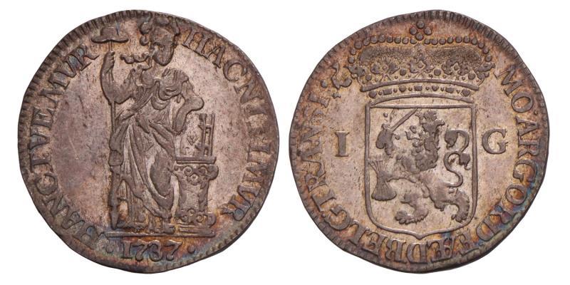 1 Gulden Overijssel 1737. Zeer Fraai +.