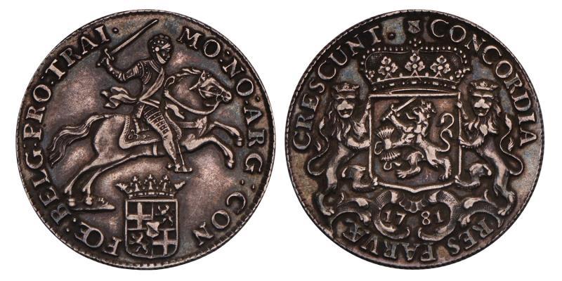 Halve dukaton of zilveren rijder Utrecht 1781. Prachtig -.