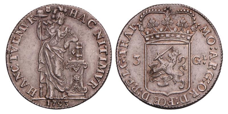 3 Gulden Utrecht 1793. Prachtig -.